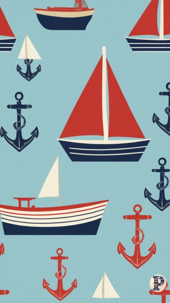 boat and anchor preppy wallpaper