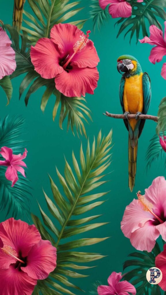 nature preppy wallpaper with parrot